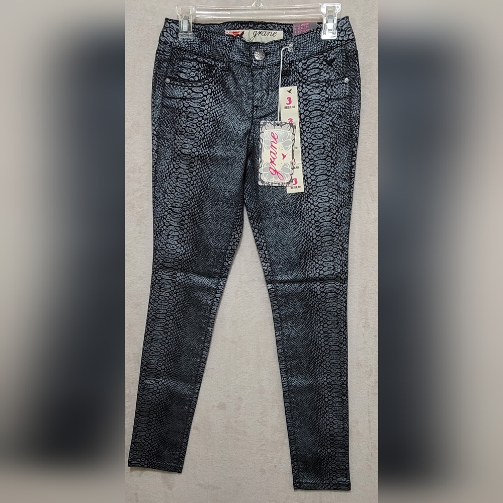 Grane Women Snakeskin Denim Skinny Jeans, Dark Gray/silver, Size 3 Regular, NWT